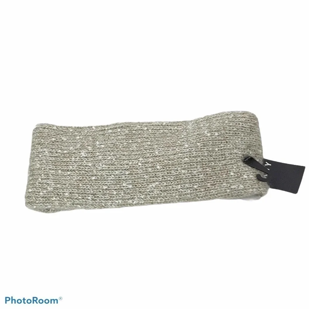 DNKY fleece lined head band Metallic grey nwt